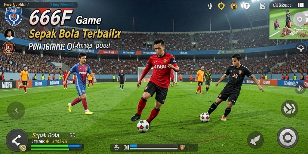 Screenshot utama 666F menampilkan permainan sepak bola yang mendebarkan.