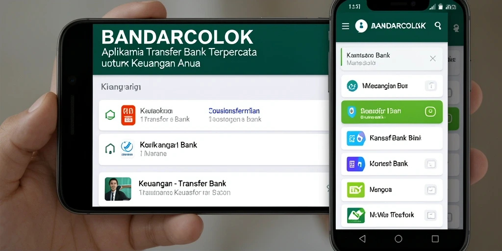 Antarmuka utama dari aplikasi BANDARCOLOK untuk Transfer Bank.