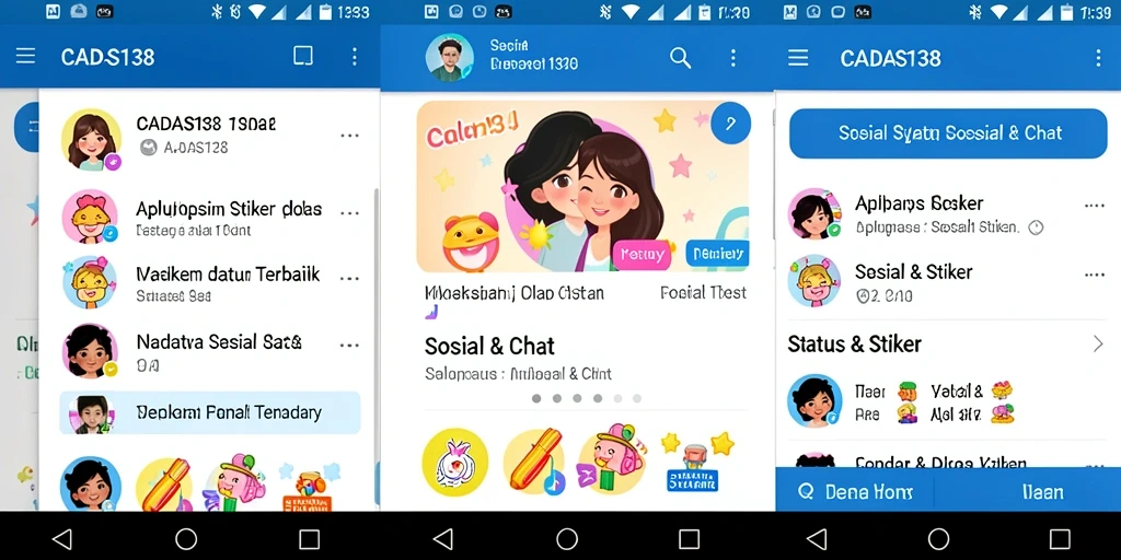 Tampilan antarmuka menarik dengan pilihan stiker beragam.