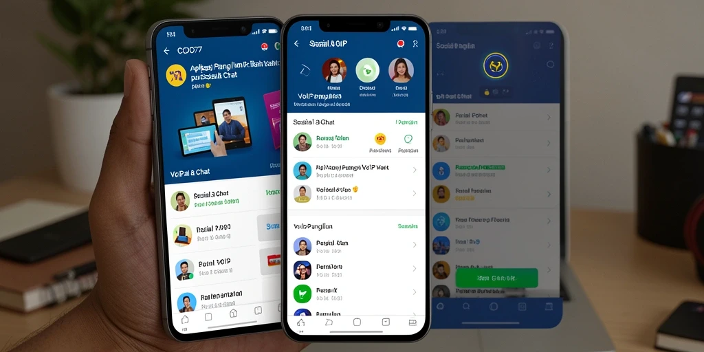 Tampilan antarmuka COO77 yang modern dan intuitif untuk VoIP Panggilan.