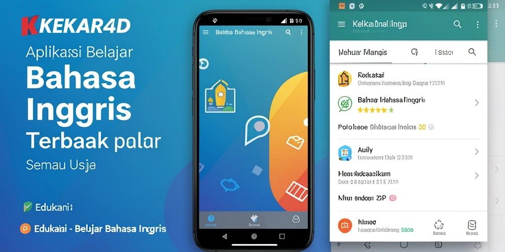 Screenshot utama KEKAR4D menampilkan antarmuka belajar bahasa Inggris yang interaktif.