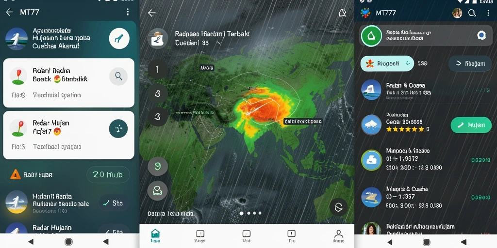Tampilan antarmuka aplikasi MT777 menampilkan informasi Radar Hujan yang jelas dan interaktif.